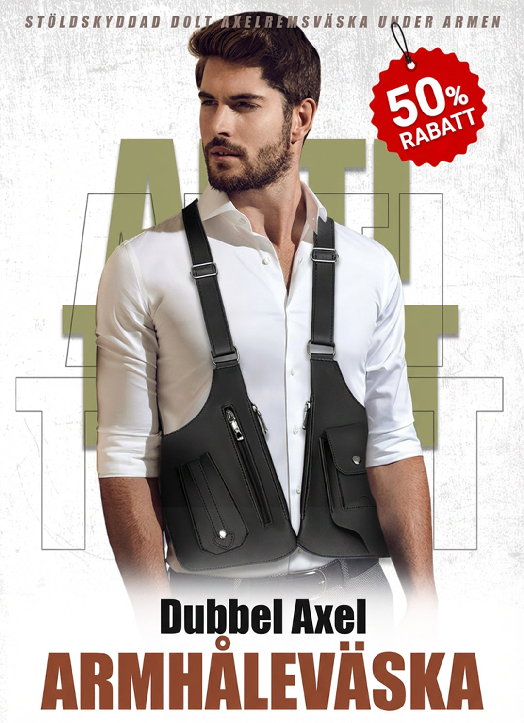 🔥NYTT SALG 🔥Taktisk veske med flere lommer og dobbel skulderrem, tyverisikret