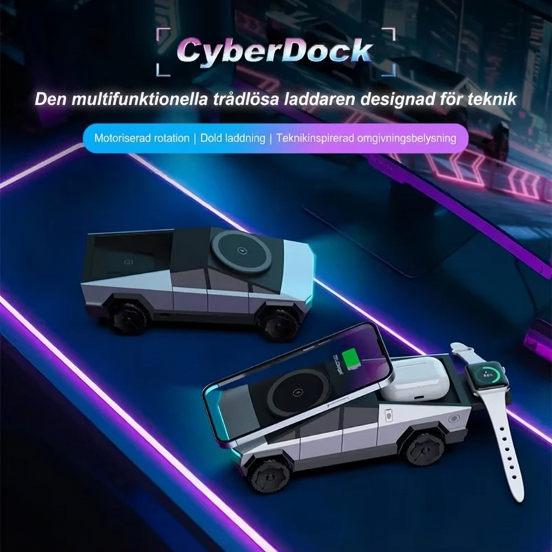 ⚡ CyberDock 3-in-1 Trådlös Laddare – Snabb, Smidig & Kraftfull