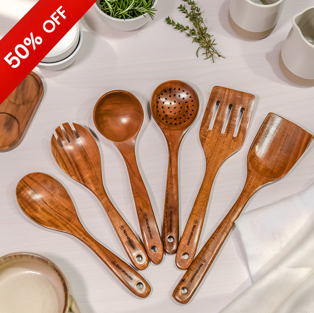 50 % rabatt på Bloomful Trä Köksredskap 6-delars Set - Original