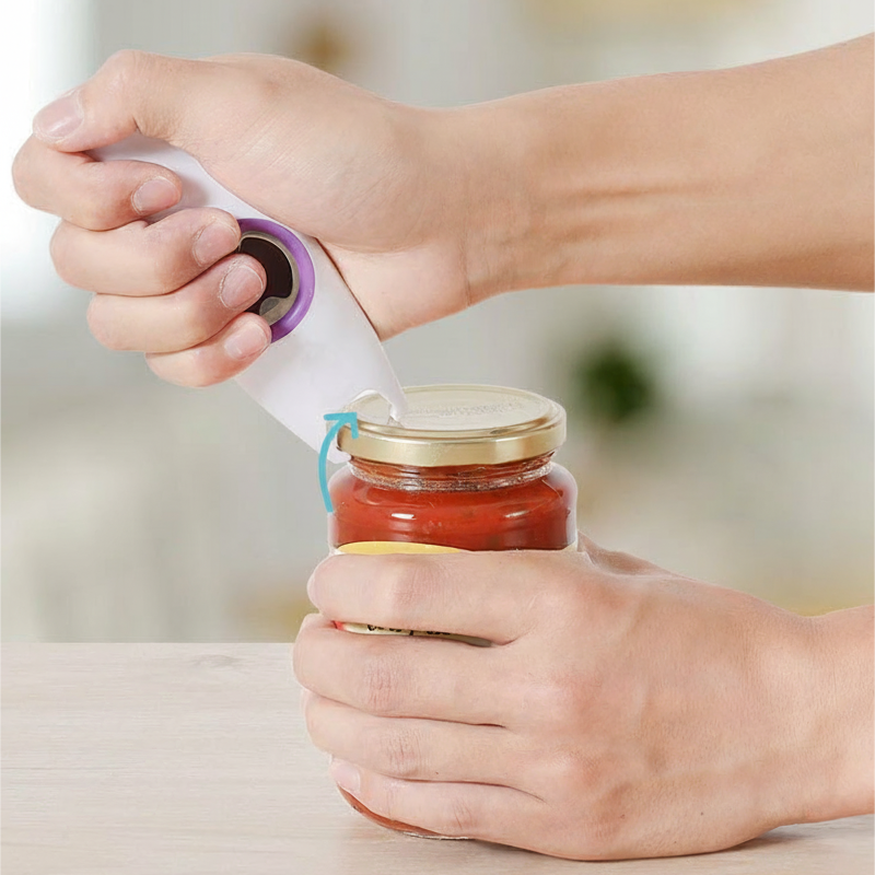 5-i-1 Multifunktionell öppnare för flaskor & burkar. Perfekt för seniorer, kvinnor och svaga händer.