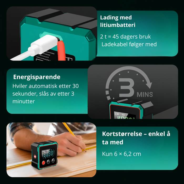 🚨 Siste sjanse! 2-i-1 digital vinkelmåler og laservater – 40 % rabatt! 🔧📏