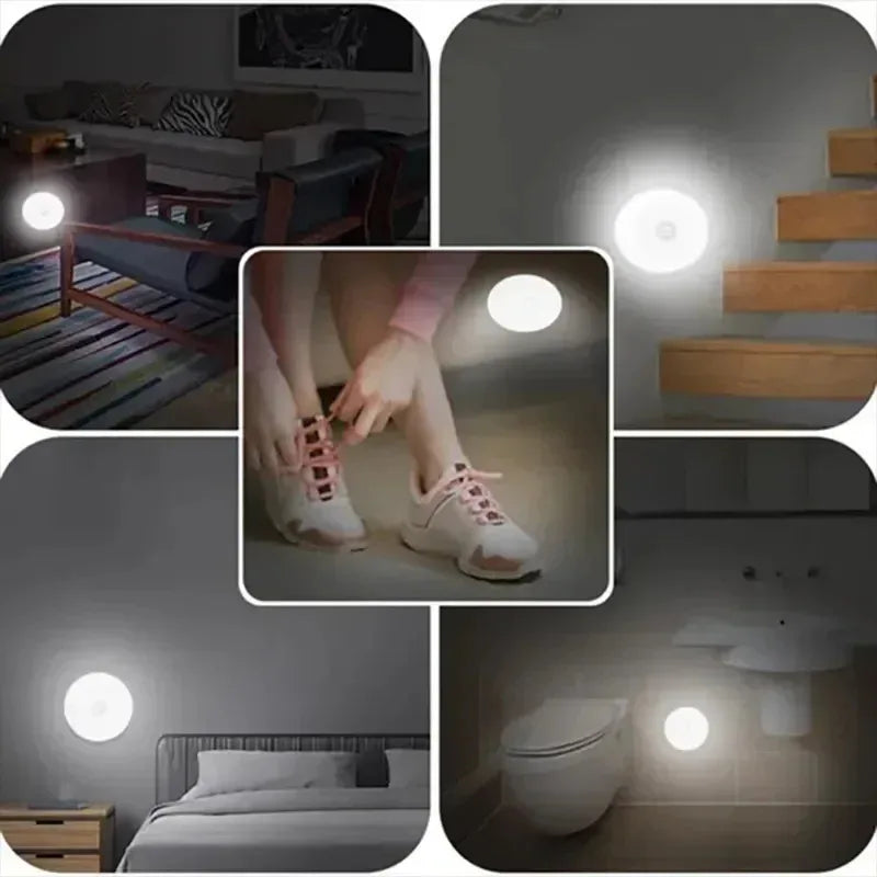 8 LED-rörelsesensor LED-nattlampa smart switch sensorljus USB-laddningsbart batteridrivet badrumssängbordslampa rum korridor tillgång badrum hembelysning