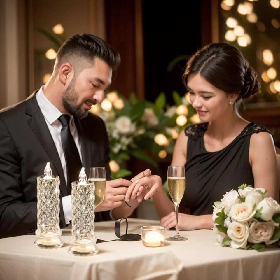 Rose Shadow LED flammande ljus – romantiska batteridrivna LED-blockljus för Alla hjärtans dag, frieri, jubileum, bröllop & juldekorationer